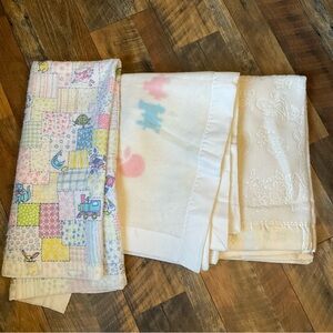 3 Vintage Baby Crib Blankets